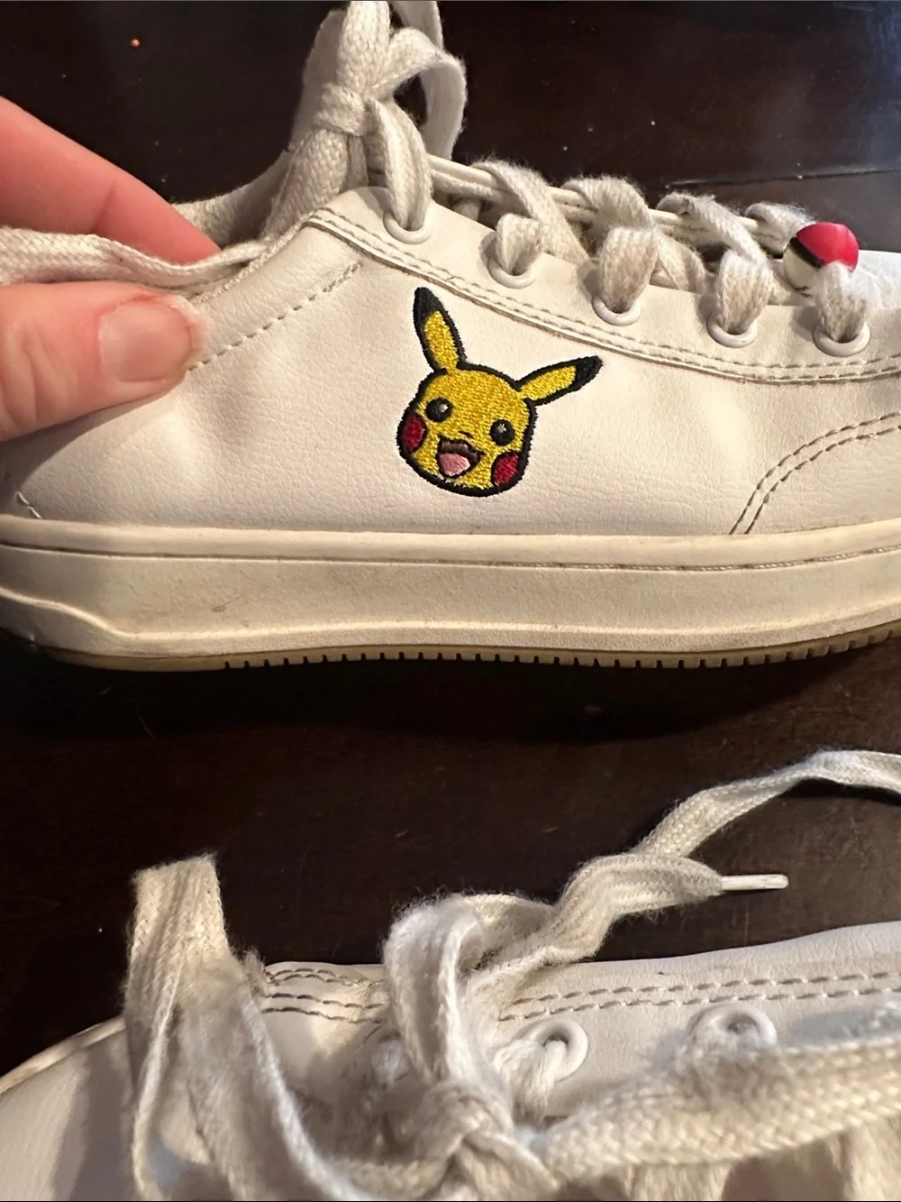 Zara White Kids Sneakers with Pikachu & Poké Ball Embroidery